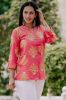 Peach Floral Printed Cotton Ethnic Top