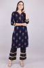 Printed Navy Blue Kurta with Trouser