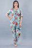 Blue Floral Printed Cotton Night Suit