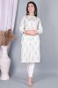 Light Green Gold Printed Cotton Kurti with Lace Work