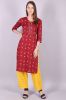 Red Rayon Printed Kurta with Handwork and Yellow Printed Palazzo