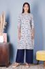 Grey & Blue Printed A-Line Kurta