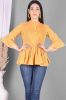 Mustard Leheriya Printed Flared Cotton Top