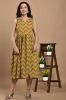 Mustard & Brown printed A-Line Sleeveless Kurti