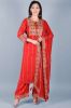 Red Ethnic Rayon Kurta with Palazzo and a Dupatta with Embroidery
