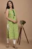 Light Green Printed Sleeveless Cotton Kurta