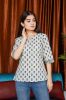 Grey & White Jaipuri Printed Cotton Ethnic Top