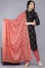 Black & Gold Printed Cotton Kurta Dupatta Set with Printed Cotton Pants