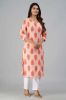 Pink Floral Printed Straight Cotton Kurta