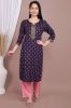 Blue Rayon Mirror Work & Ethnic Printed  Kurta With Palazzo