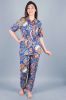 Royal Blue Printed Cotton Night Suit