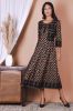 Black & Golden Printed A-Line Kurta With Jacket