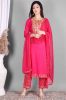 Ethnic Bright Pink Embroidered Kurta with Palazzo and Dupatta Set