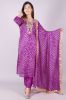 Purple Cotton Silk  Bandhej Printed Kurta with Trouser and a Dupatta