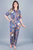 Royal Blue Printed Cotton Night Suit