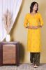 Mustard Printed Handwork Kurta With Printed Palazzo