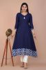 Blue Solid Flared A-Line Rayon Kurta