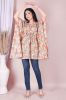 Orange and Off-White Floral Printed Kaftan Cotton Top