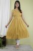 Yellow Stripes Printed A-Line Flared Sleeveless Cotton Kurta