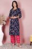 Blue & Pink Printed Kurta With Palazzo Set