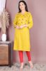 Mustard Rayon Handwork Straight-Fit Kurta
