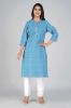 Blue Striped Printed Straight Cotton Kurta