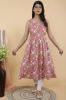 Premium Cotton Printed Sleeveless Pink A-Line Kurta