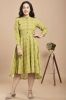 Green Zig-zag Printed Flared A-Line Cotton Kurta