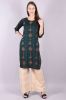 Handwork Printed Green Kurta With Beige Palazzo Set