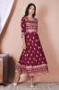 Maroon and Golden Printed A-Line Long Rayon Kurta