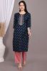 Blue Rayon Ethnic Printed Embroidered Kurta With Palazzo