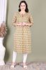Yellow Printed Cotton Straight Kurta