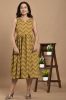 Mustard and Brown Printed A-Line Casual Sleeveless Kurti