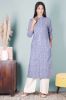 Blue and White Striped A-Line Kurta