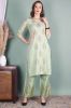 Pista Green Printed Rayon Kurta with Printed Palazzo Pant Set