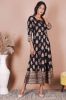 Black and Golden Printed Long A-Line Rayon Kurta