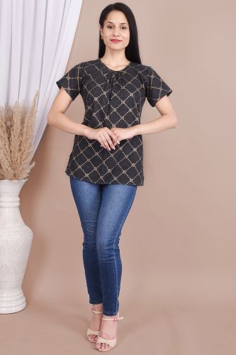 Black Gold Printed Cotton Top