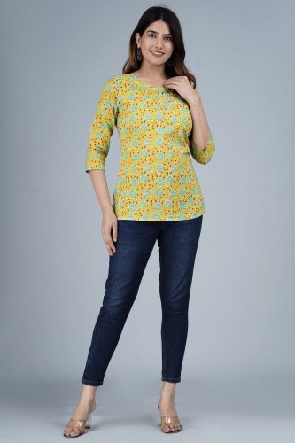 Green Ethnic Printed Cotton Top