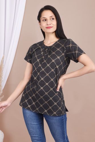 Black Gold Printed Cotton Top