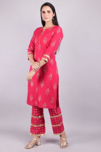 Printed Pink Kurta with Trouser