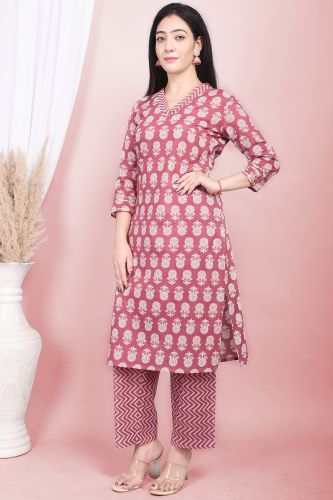 Premium Cotton Wine Color Kurta with Palazzo Pants