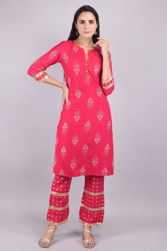 Printed Pink Kurta with Trouser