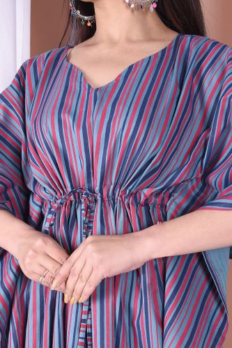 Multi-Coloured Striped Printed Kaftan Top
