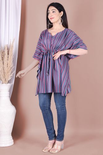 Multi-Coloured Striped Printed Kaftan Top
