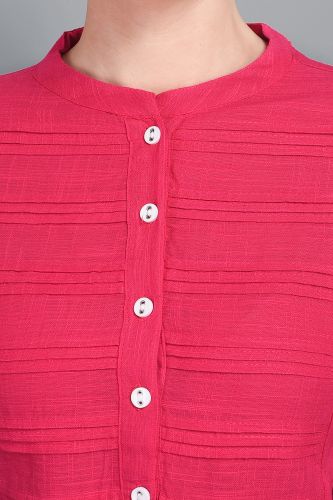 Solid Pink Straight Pintex Kurta