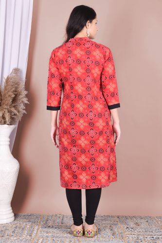 Women Multicolor Ethnic Motifs Printed Pure Cotton Straight Kurta