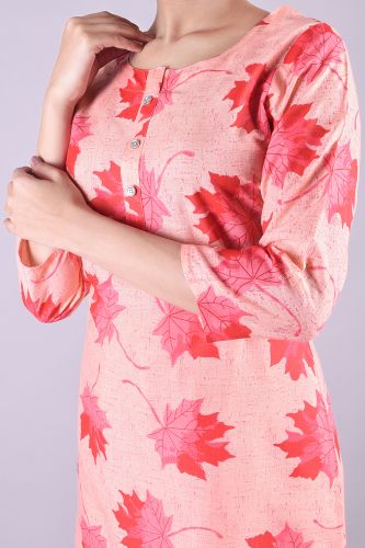 Pink Printed Straight Rayon Kurta With Palazzo