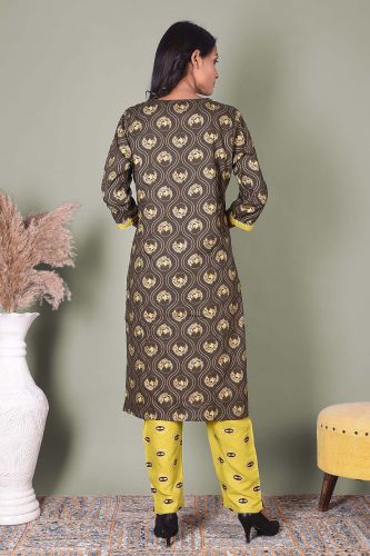 Green Printed with Handwork Kurta and Palazzo Set