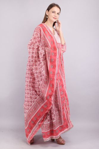 Cotton Solid Gota Patti Work Pink Kurta Palazzo and Dupatta Set