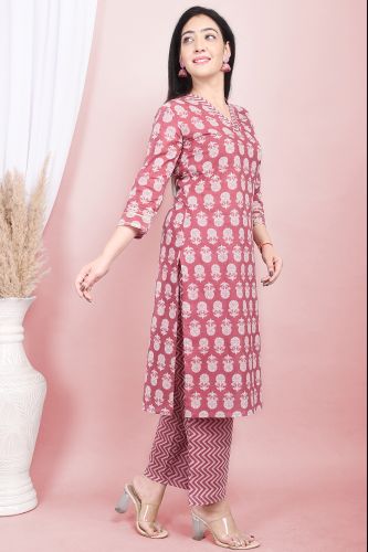 Premium Cotton Wine Color Kurta with Palazzo Pants